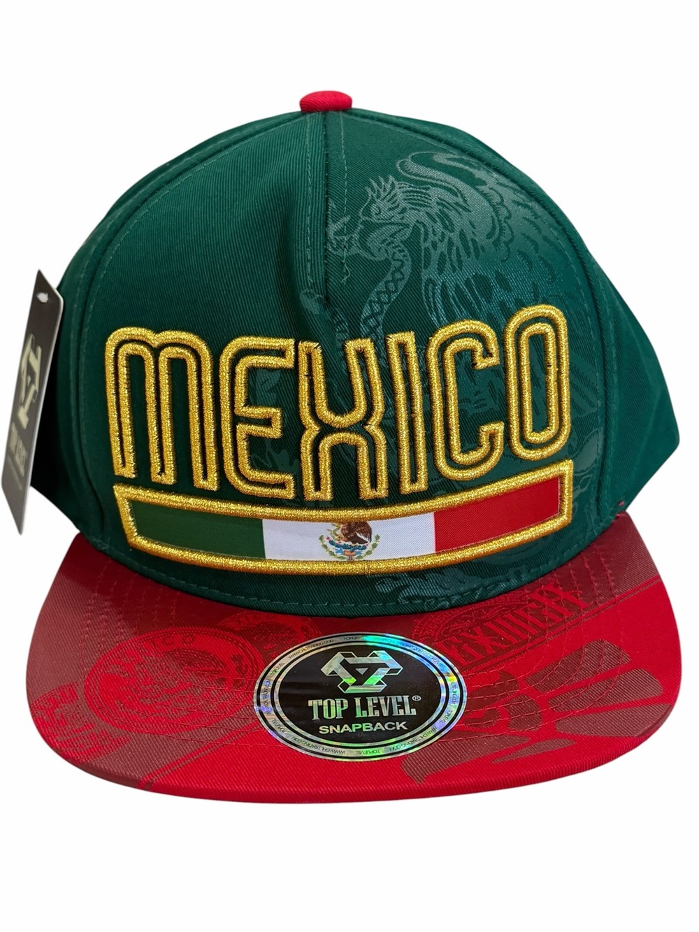 Mexico Embroidered Snapback Hat - Green & Red #0168